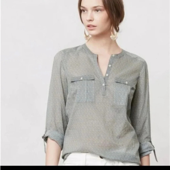 Holding Horses Anthropologie Tulipane Semi Sheer Blouse, size 8 - Picture 1 of 11